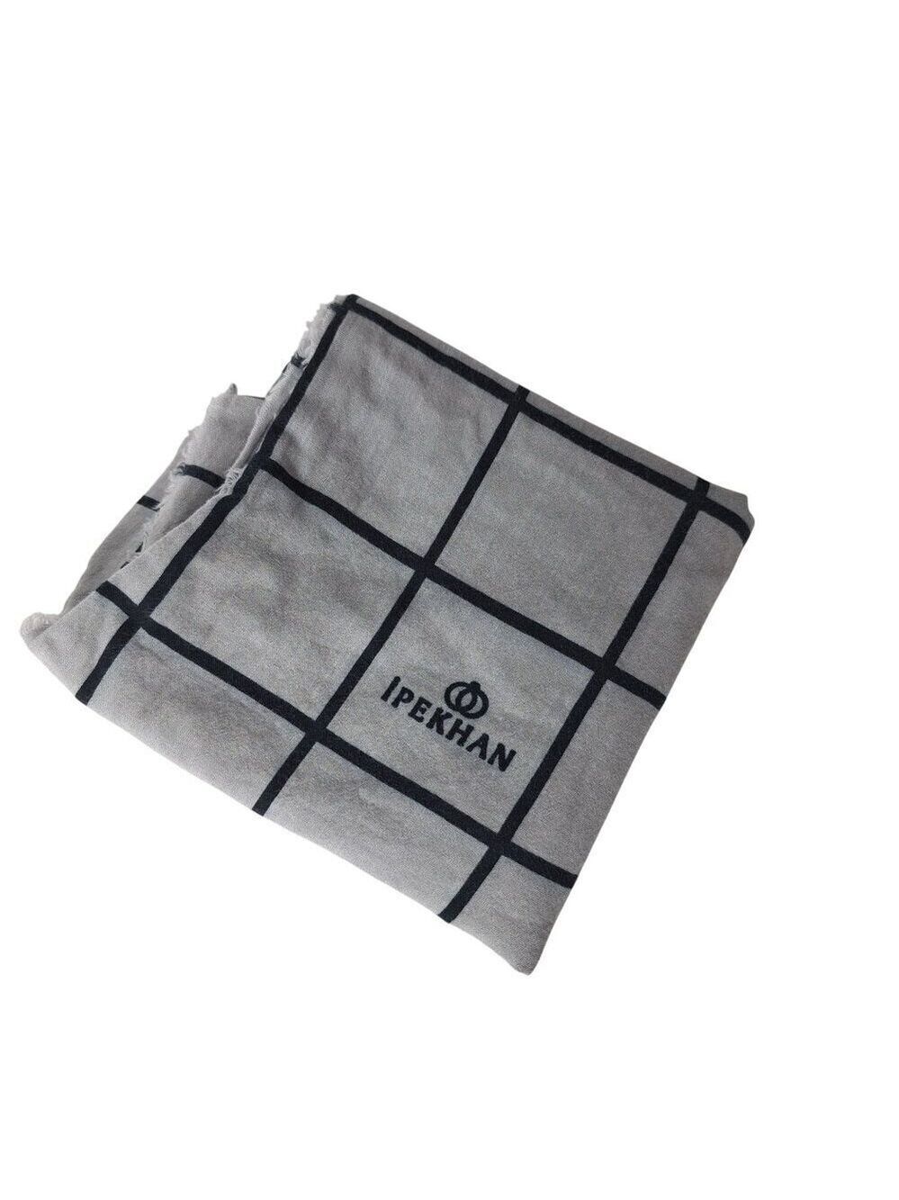 Ipekhan Cotton Turkish Shawl Wrap Scarf Gray Black Checkered